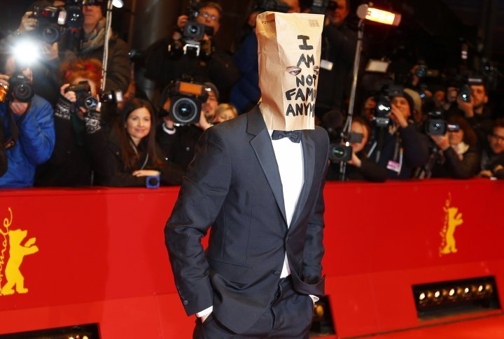 Actor Shia Saide LaBeouf attracted attention wearing a paper bag on his head with a sign: 'I'm no longer famous'. REUTERS©