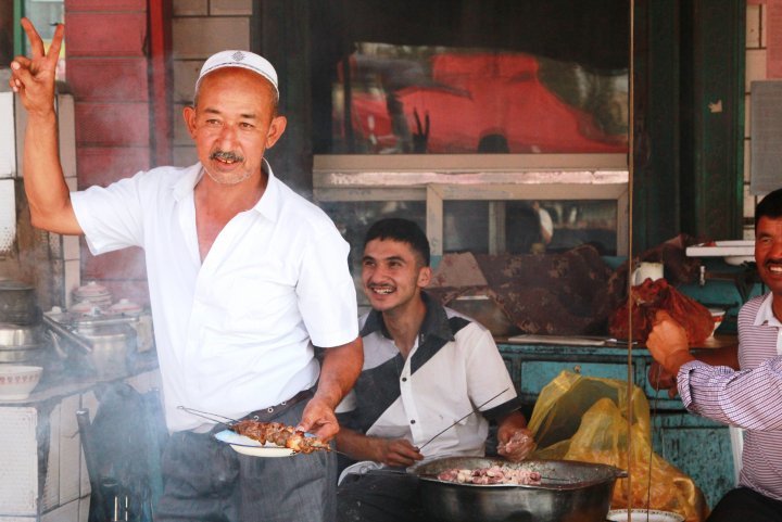 Shish kebab on the market.
©Vladimir Prokopenko