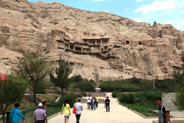 Further, the group visited another Buddhist temple called "Myn uy" (translated as ‘thousand houses" from Uighur). It is also called the Thousand Buddha Caves and is a site of great many caves carved right into the mountain. ©Vladimir Prokopenko