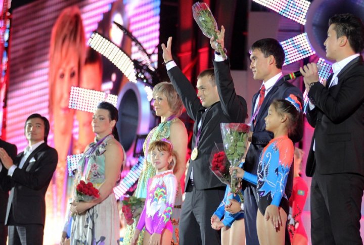 Olympic champions Svetlana Podobedova, Gyuzel Manyurova, Ilya Ilyin and Serik Sapiyev. Dariga Nazarbayeva. Photo by Yaroslav Radlovskiy©
