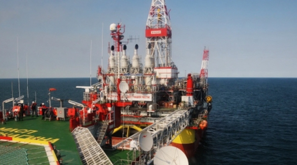 Lukoil stationary oil platform in the Caspian Sea. ©RIA Novosti