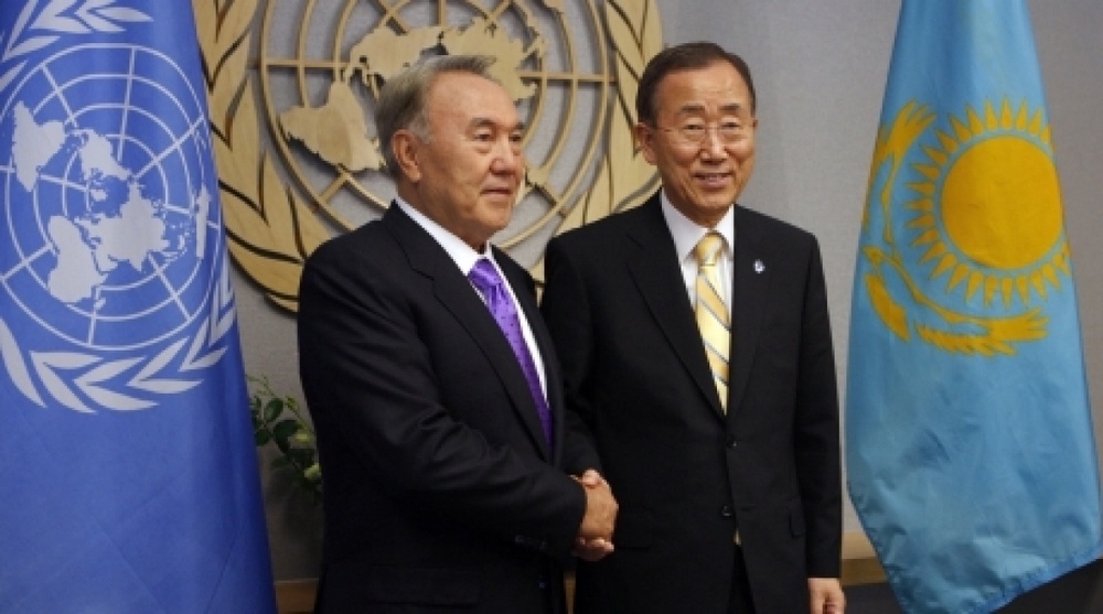 Kazakhstan President and UN secretary General. ©REUTERS/Jessica Rinaldi