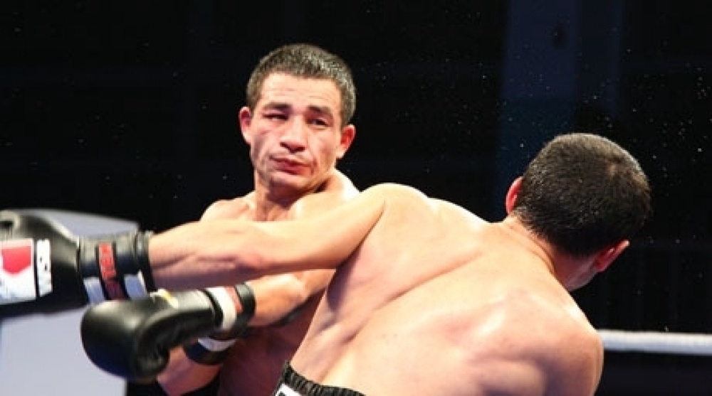 Astana Arlans fighter against Baku Fires boxer during the battle held in Almaty in the end of 2010. ©Vladimir Dmitriyev©