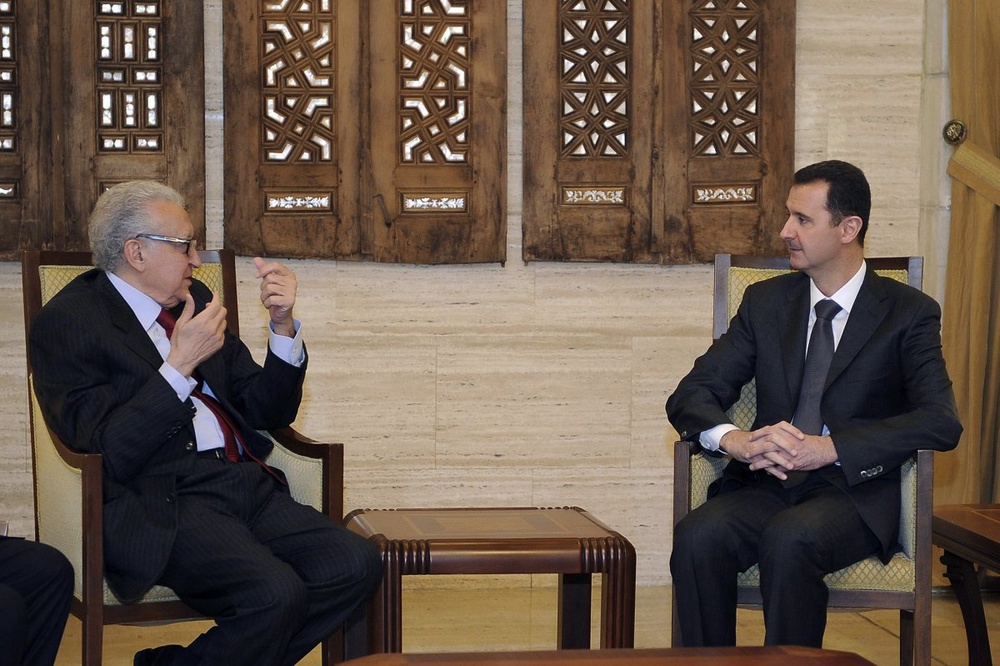 Syria's President Bashar al-Assad meets International peace envoy for Syria Lakhdar Brahimi. ©REUTERS