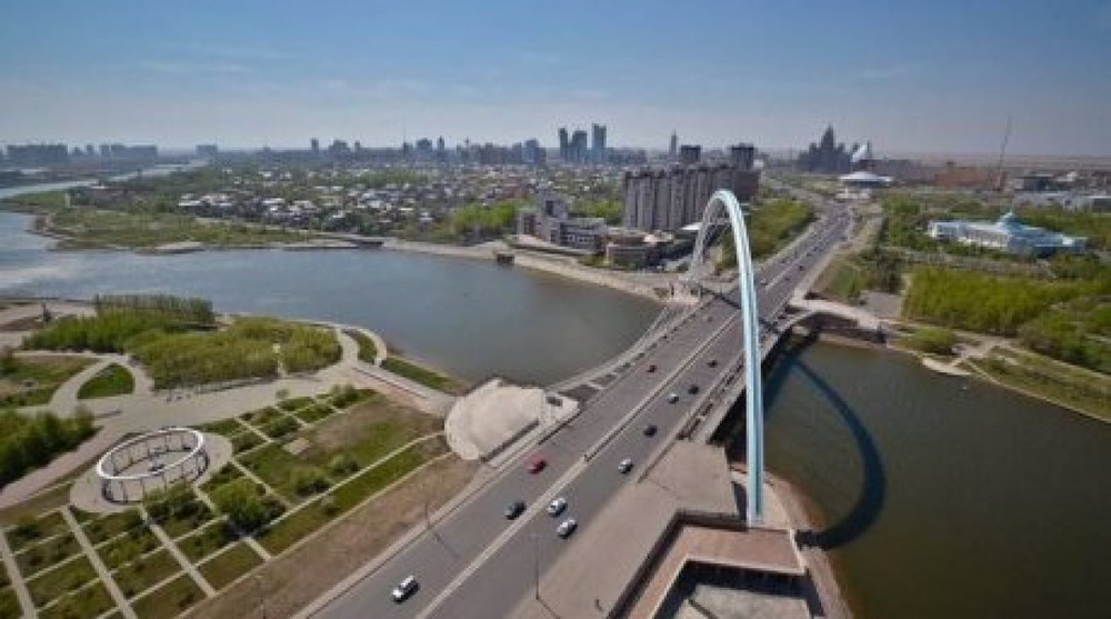 The bridge across the Ishim River in Astana. Tengrinews.kz stock photo