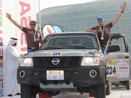 The crew of Kazakhstan team Off Road Kazakhstan, Denis Berezovskiy and Aleksei Nikizhev won in T2 class and get the 11th place in the general standings at the Abu Dhabi Challenge-2013.