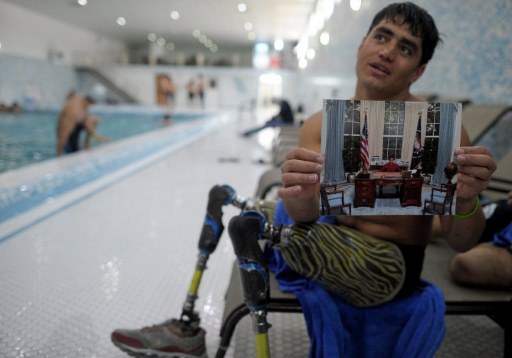Afghan amputee Malek Mohammad poses after training. ©AFP 