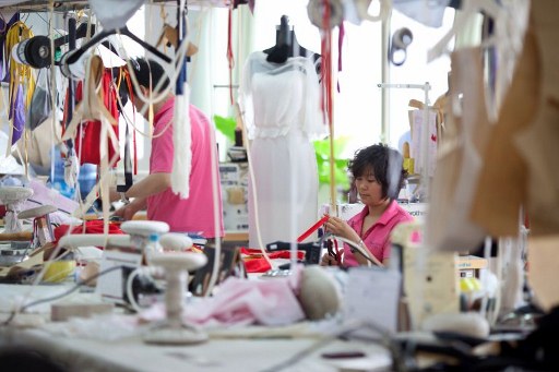 The studio of Chinese fashion designer Guo Pei. ©AFP