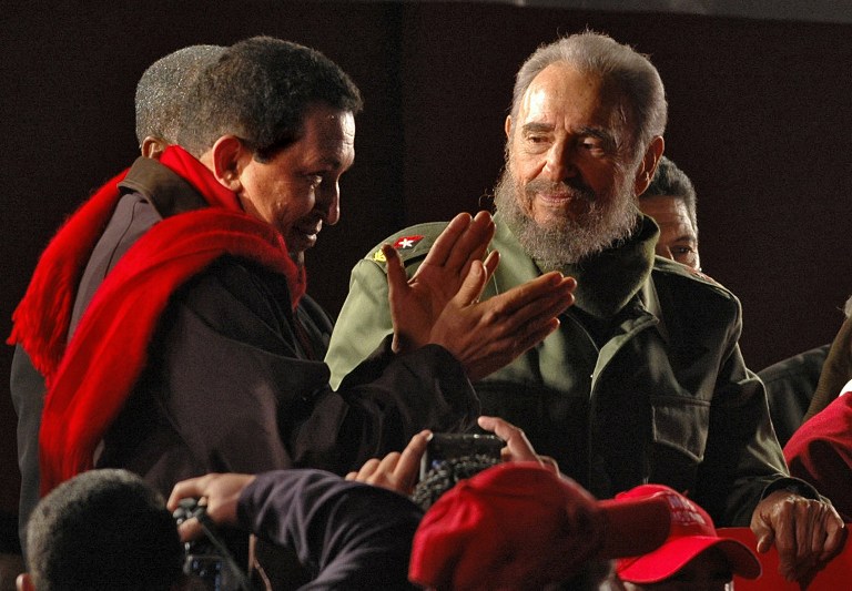 Fidel Castro and Hugo Chavez. ©AFP