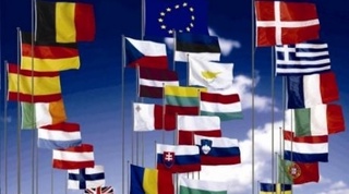 European Union flags.