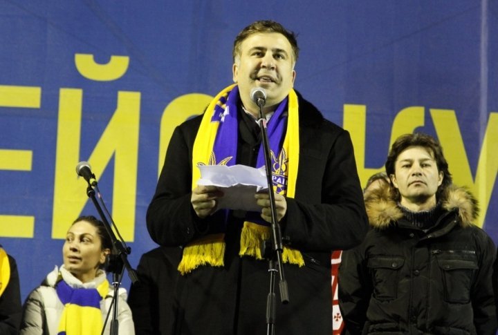 Ex-President of Georgia Mikheil Saakashvili arrived to Ukrain to support EuroMaidan (EuroSqaure) activists. ©Vladimir Prokopenko