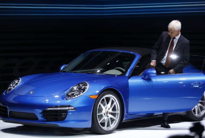 Porsche AG, President and CEO Matthias Müller is sitting in the Porsche 911 Targa. ©Reuters