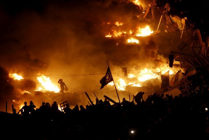 Smoke and fire at the Maidan barricades. ©Reuters