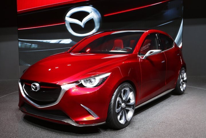Japanese Mazda Hazumi model has a new diesel engine, SKYACTIV-D 1.5, which is highly efficient and clean-burning. The five-door hatchback is a preview model of the new Mazda 2 that is to be presented in late 2014 or early 2015. ©REUTERS