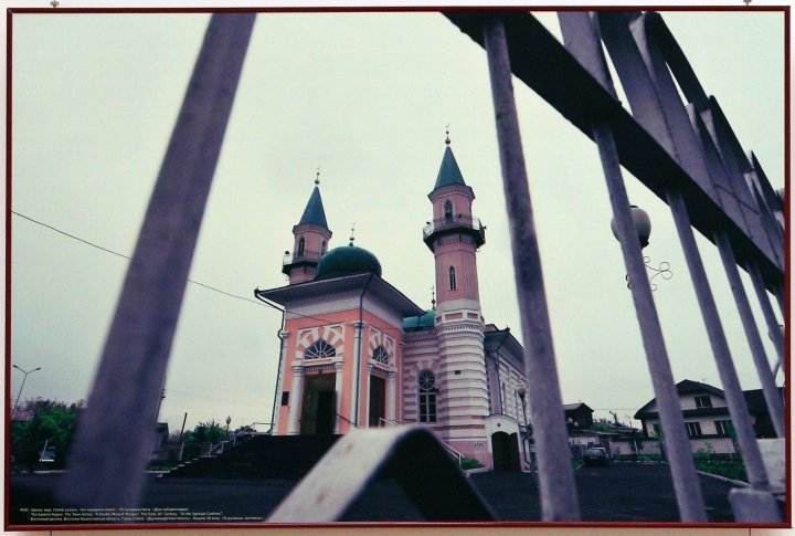 Double-minaret mosque, beginning of the 20th century. East Kazakhstan Oblast, in eastern Kazakhstan. 
