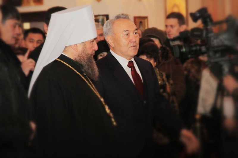 Nursultan Nazarbayev visited Uspenskiy Cathedral in Astana. Photo by Danial Okassov©