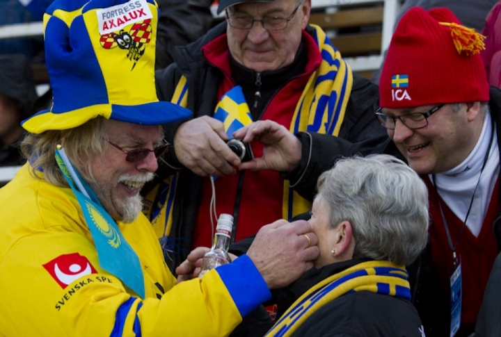 Swedish fans waiting for the game. <br>Photo by Vladimir Dmitriyev©