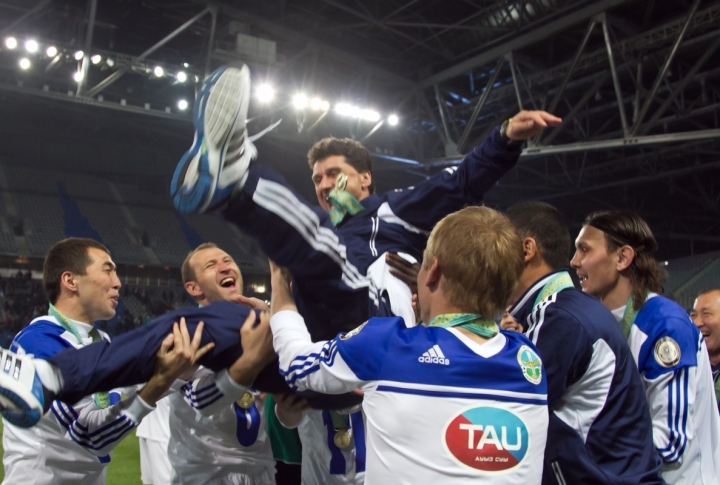 Ordabassy players celebrating the victory. Photo by Danial Okassov©