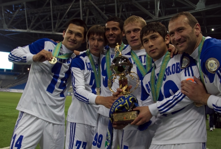 Ordabassy players celebrating the victory. Photo by Danial Okassov©