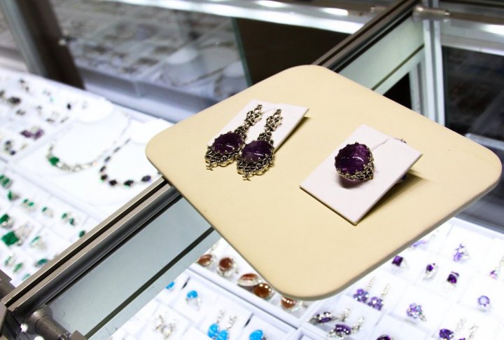 Amethyst earrings and charm. Price: 30 thousand tenge ($200). Photo by Danial Okassov©