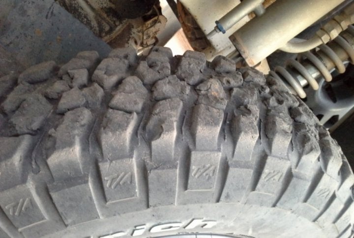 A tire of Shagirov-Moroz car after one of the stages. Tengrinews.kz© 