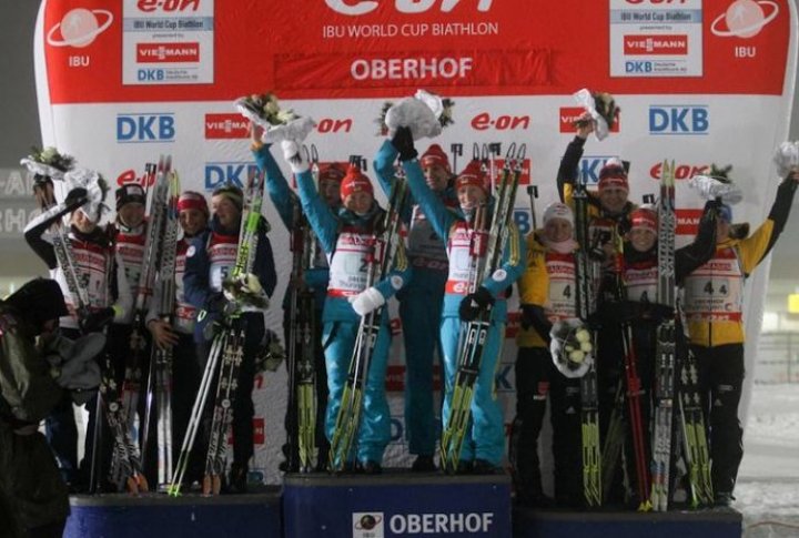 Winners of the women's relay race. Photo courtesy of biathlonrus.com