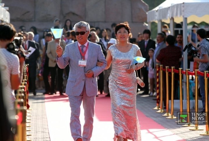 Dean of Zhurgenov Arts Academy Atystanbek Mukhamediuly with wife. Photo by Aizhan Tugelbayeva©