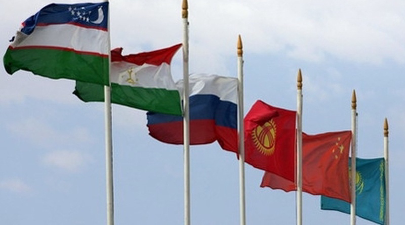 Flags of SCO member-states. ©RIA Novosti