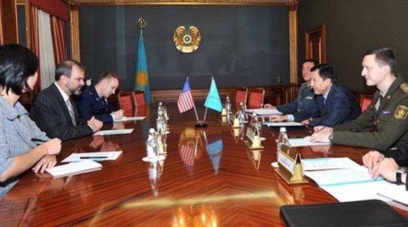 Kazakhstan Defense Ministry Adilbek Dzhaksybekov met with U.S. Ambassador to Kazakhstan Kenneth J. Fairfax. Photo courtesy of mod.gov.kz