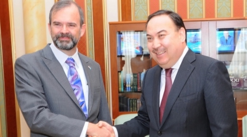 U.S. Ambassador to Kazakhstan Kenneth J. Fairfax and Kazakhstan Foreign Minister Yerzhan Kazykhanov