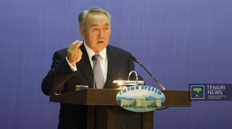 Nursultan Nazarbayev giving a speech at Kazakhstan Scientists Forum. Photo by ©Vladimir Dmitriyev