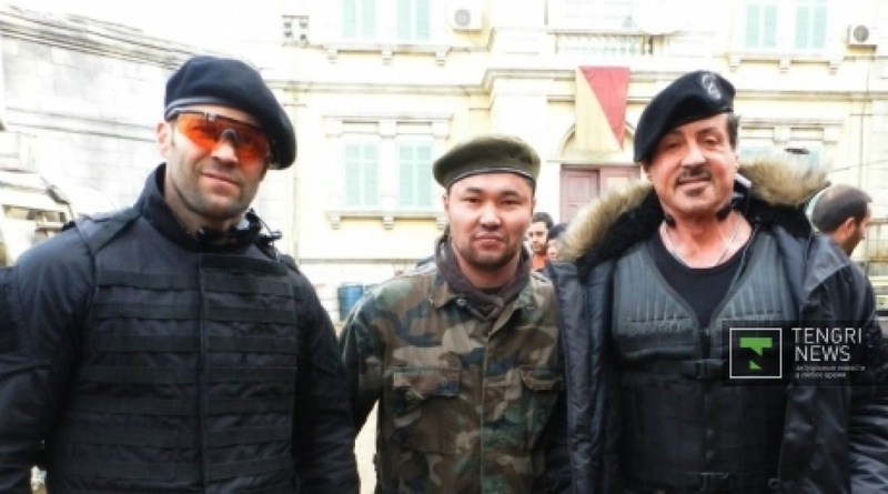 Jason Statham, Bauyrzhan Abishev and Sylvester Sallone. Photo courtesy of Bauyrzhan Abishev