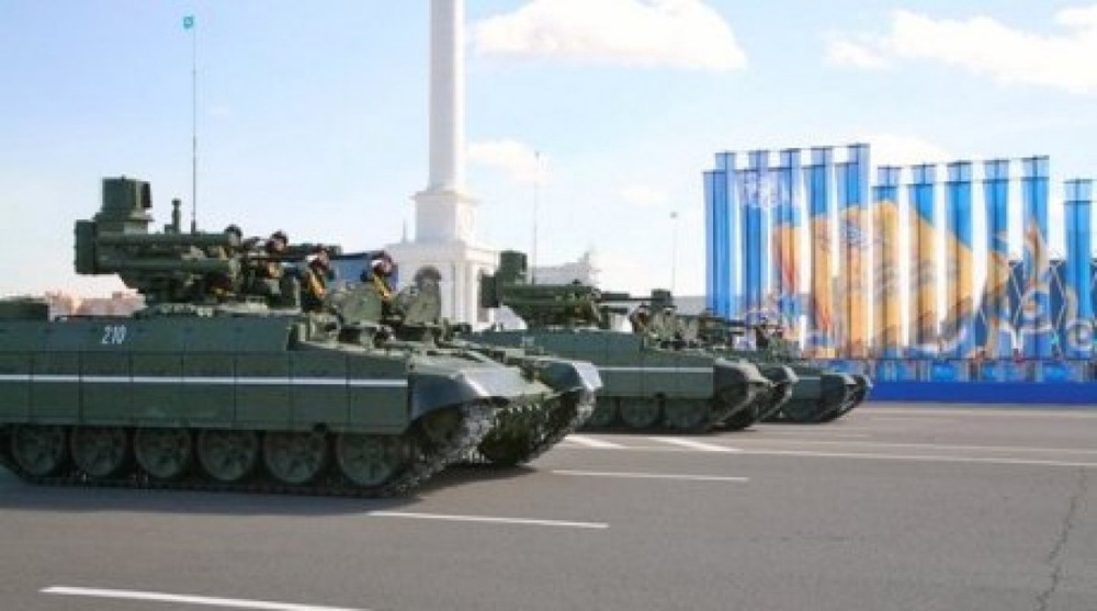 Armored vehicles made by Uralvagonzavod at the square in Astana. Photo courtesy of uvz.ru