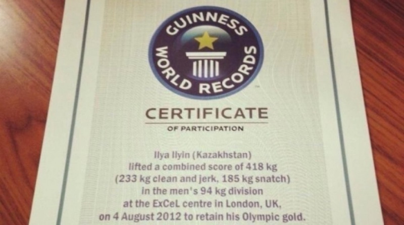 The Guinness Book's of World Records Certificate. Photo courtesy of Ilya Ilyin Twitter account