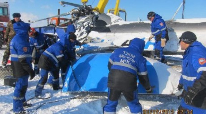 Wreckage of MI-8 helicopter. Photo courtesy of Kazakhstan Emergency Situations Department©