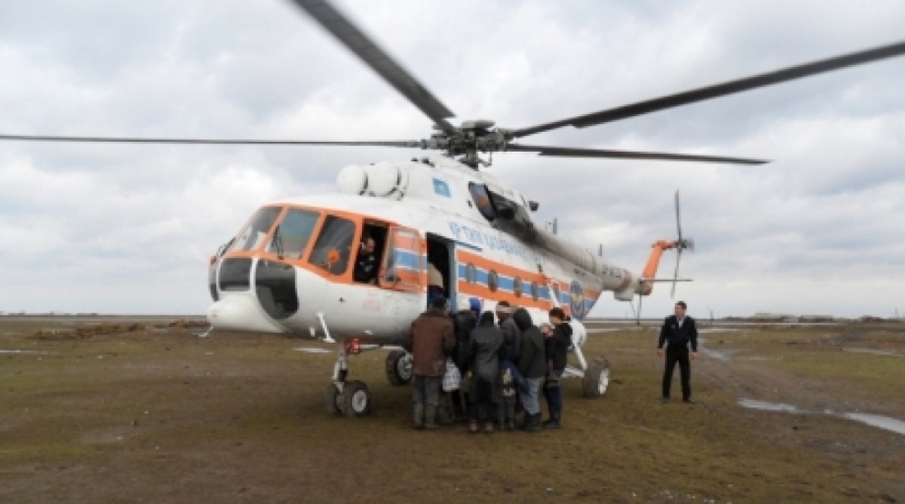 Helicopter of Kazakhstan Emergency Situations Ministry. Tengrinews.kz stock photo