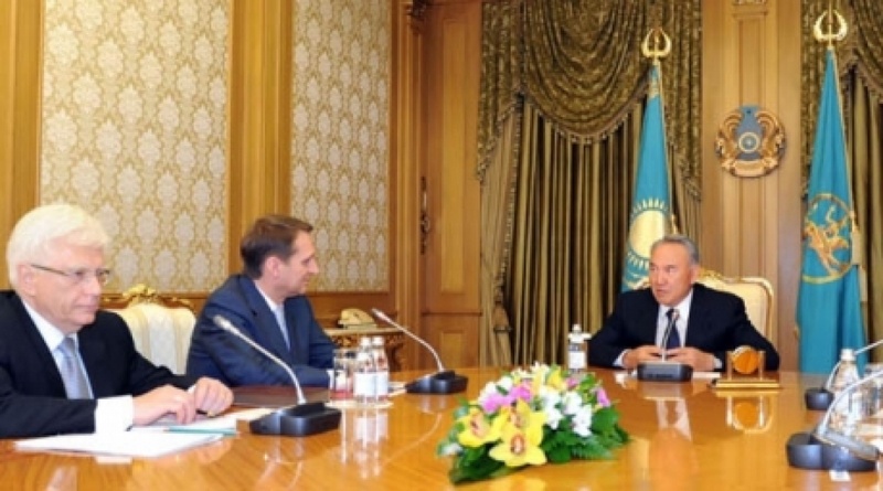 President Nazarbayev meeting Sergei Naryshkin, Head of the Russia’s State Duma. Photo courtesy of akorda.kz