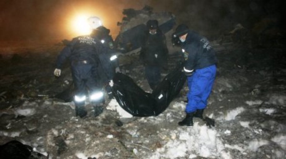 Rescuers working at the accident site
