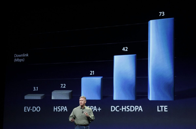 Apple's Senior Vice President of Worldwide Marketing, Phil Schiller, speaks about 4G Long Term Evolution. ©REUTERS