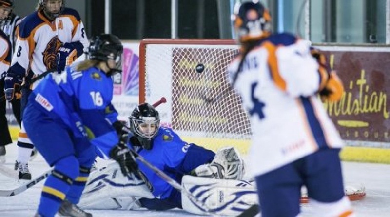 Snapshot of the match between the netherland's and Kazakhstan's women's ice hockey teams. Photo courtesy of iihf.com