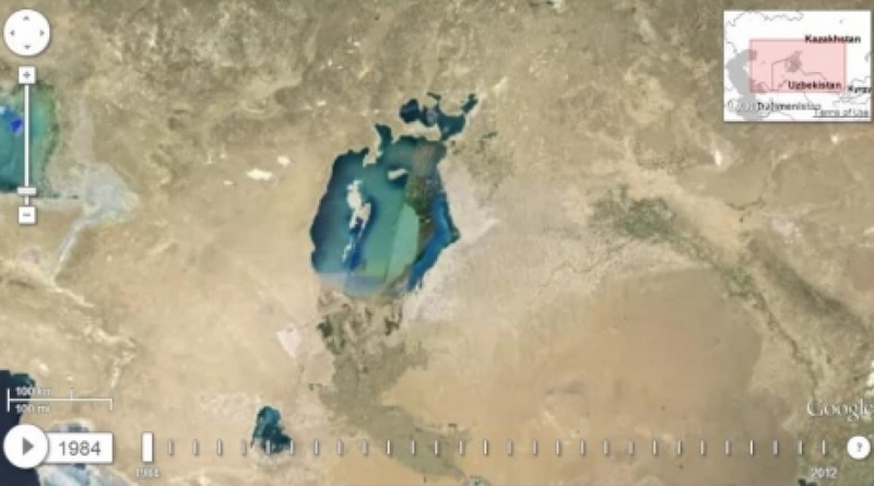 The Aral Sea in 1984. Image by Timelapse