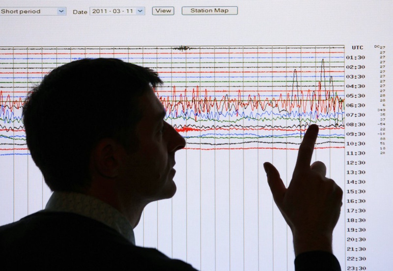 Seismographic graph showing the magnitude of the earthquake. ©REUTERS/David Moir 