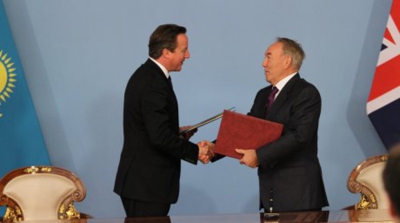 Kazakhstan’s President Nursultan Nazarbayev meeting UK’s Prime Minister David Cameron. By Marat Abilov. 
