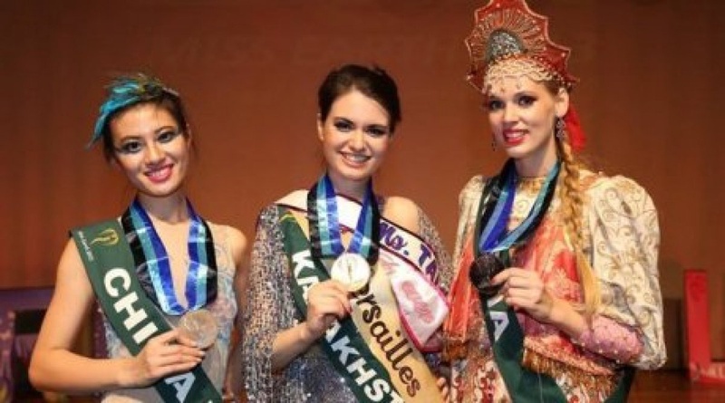 Kumis Bazarbayeva (C) the most talented beauty at the <i>Miss Earth</i>, Olesya Boslovyak from Russia and Chinese Lisa Xiang. Photo courtesy of missearth.tv