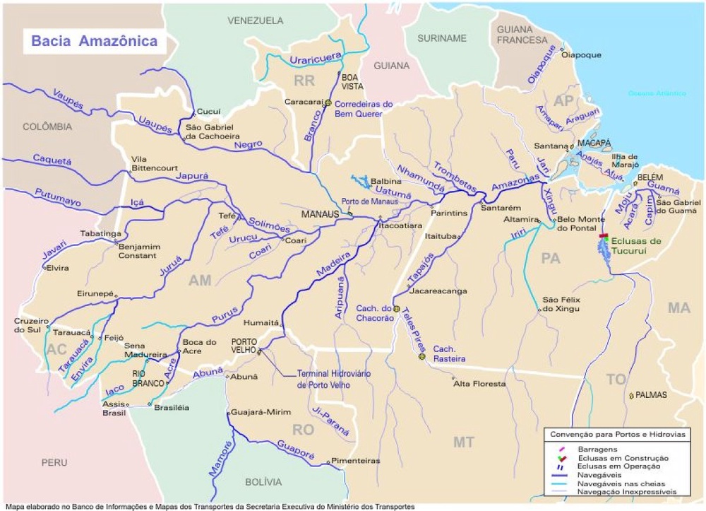 Map showing the Amazonas watershed. Photo courtesy of wikipedia.org