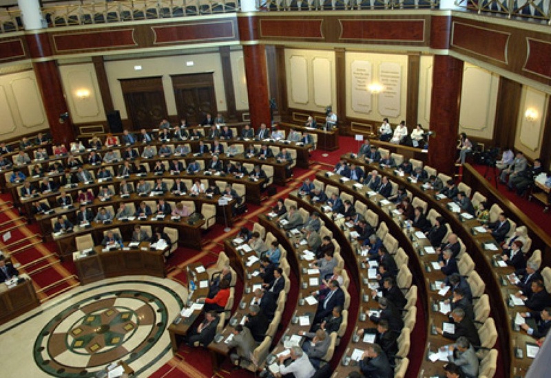 Kazakhstan Parliament. Tengrinews stock photo
