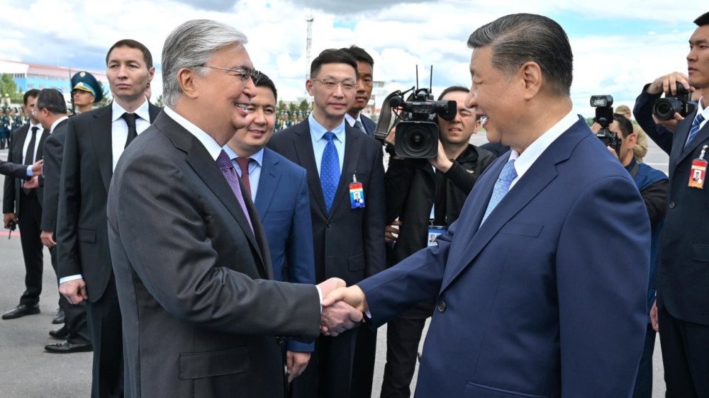 China's President Xi Jinping arrives in Astana, Kazakhstan