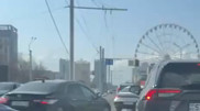 Crane damages power lines, causing traffic jam in Almaty