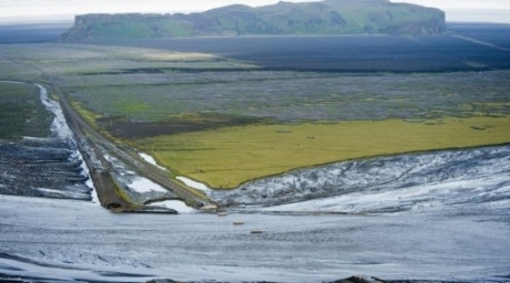 Destroyed bridge near Vik after a massive flood of meltwater poured out of Iceland's Myrdalsjoekull glacier. ©AFP